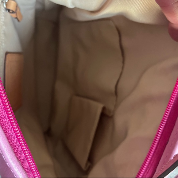 Coach Rugby Striped Pink Leather Duffel Bucket Tote - Picture 6 of 11